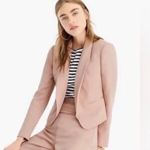 Jcrew 365 Petite shawl collar cropped blazer pale pink with faux pockets size 4P